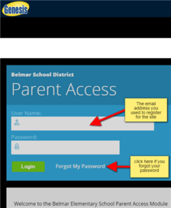 Parent Portal Forgot Password Directions